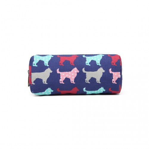 PC - Miss Lulu Canvas Pencil Case Dog Navy