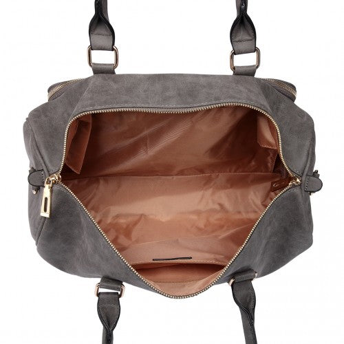 Miss Lulu Leather Look Maternity Changing Shoulder Bag Grey