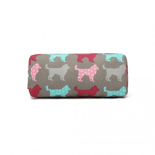 PC - Miss Lulu Canvas Pencil Case Dog Grey