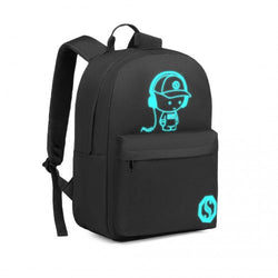 EQ2360 - Kono Durable Polyester Glow-in-the-Dark School Backpack - Black