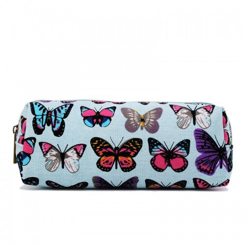 PC-B - Miss Lulu Canvas Pencil Case Butterfly Blue