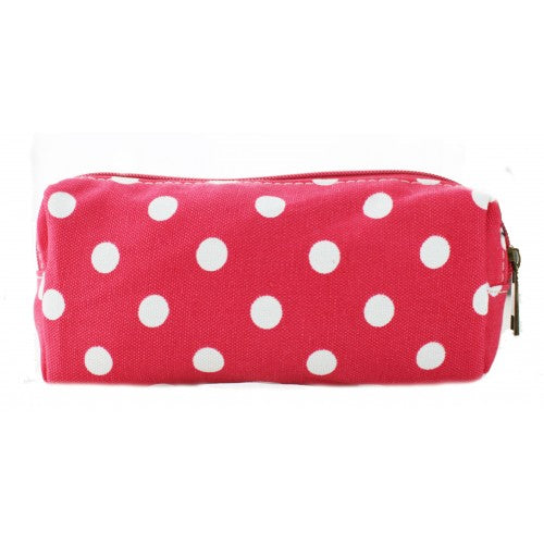 PC-D - Miss Lulu Canvas Pencil Case Polka Dot Plum