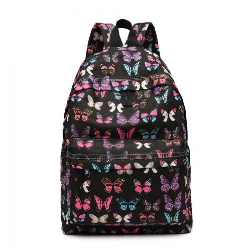 E1401B - Miss Lulu Large Backpack Butterfly Black